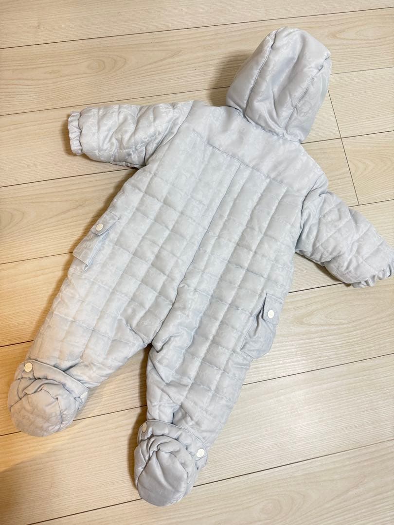 babydior ロンパース　ダウン　水色　ファー　12M 80 B品