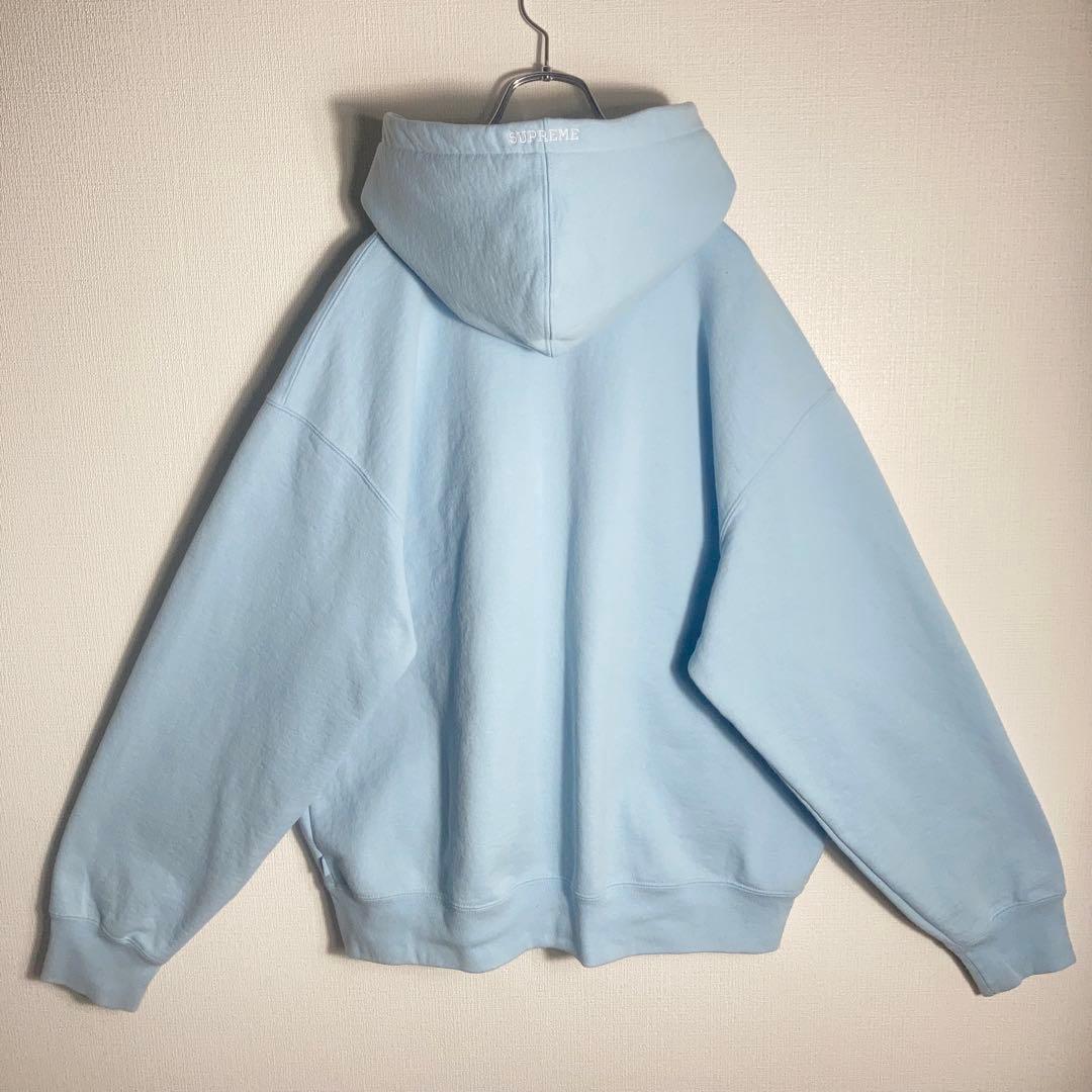 【美品】SUPREME フルジップパーカー Sロゴ 水色 L.