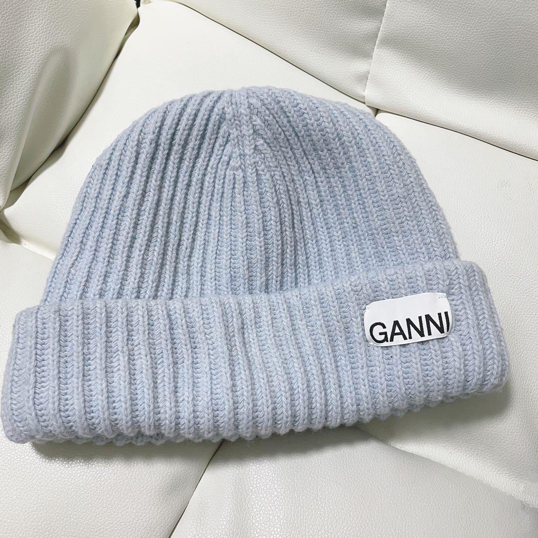 ガニー GANNI ロゴビーニー　スカイブルー