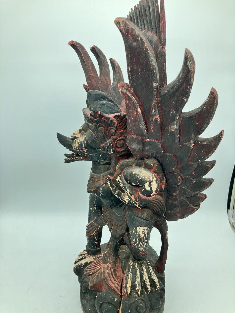 【時代物】　ガルーダ象　木彫り インドネシア 全長：約６１ｃｍ　オブジェ