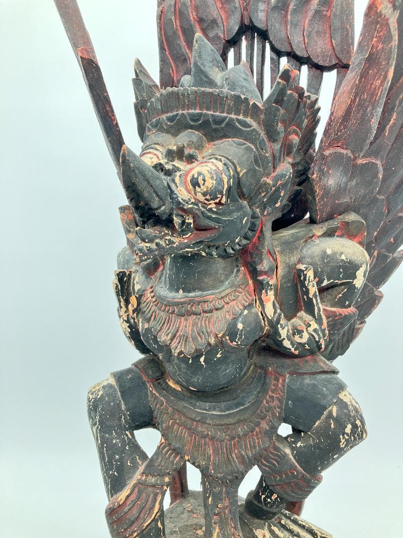 【時代物】　ガルーダ象　木彫り インドネシア 全長：約６１ｃｍ　オブジェ