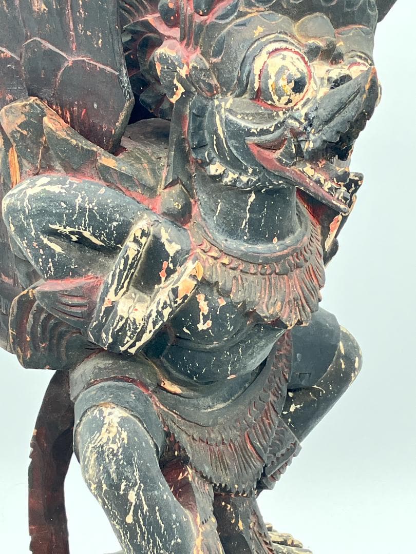 【時代物】　ガルーダ象　木彫り インドネシア 全長：約６１ｃｍ　オブジェ