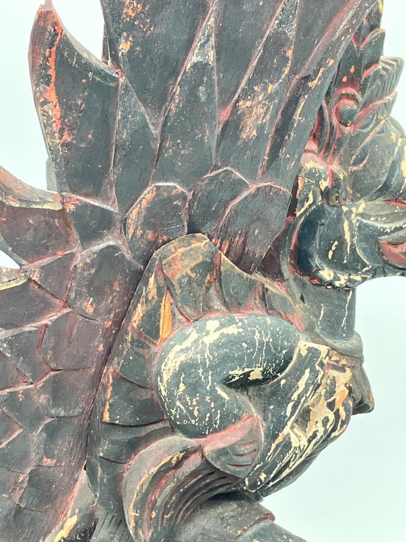 【時代物】　ガルーダ象　木彫り インドネシア 全長：約６１ｃｍ　オブジェ