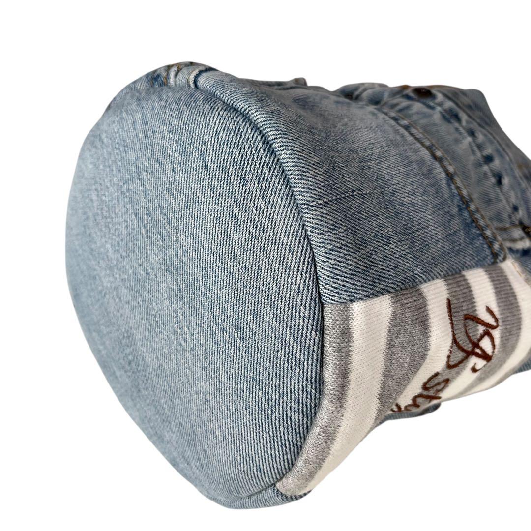 【美品】ルシアンエサヨ キャリーバッグ ハンド デニム バケツ型 リメイク