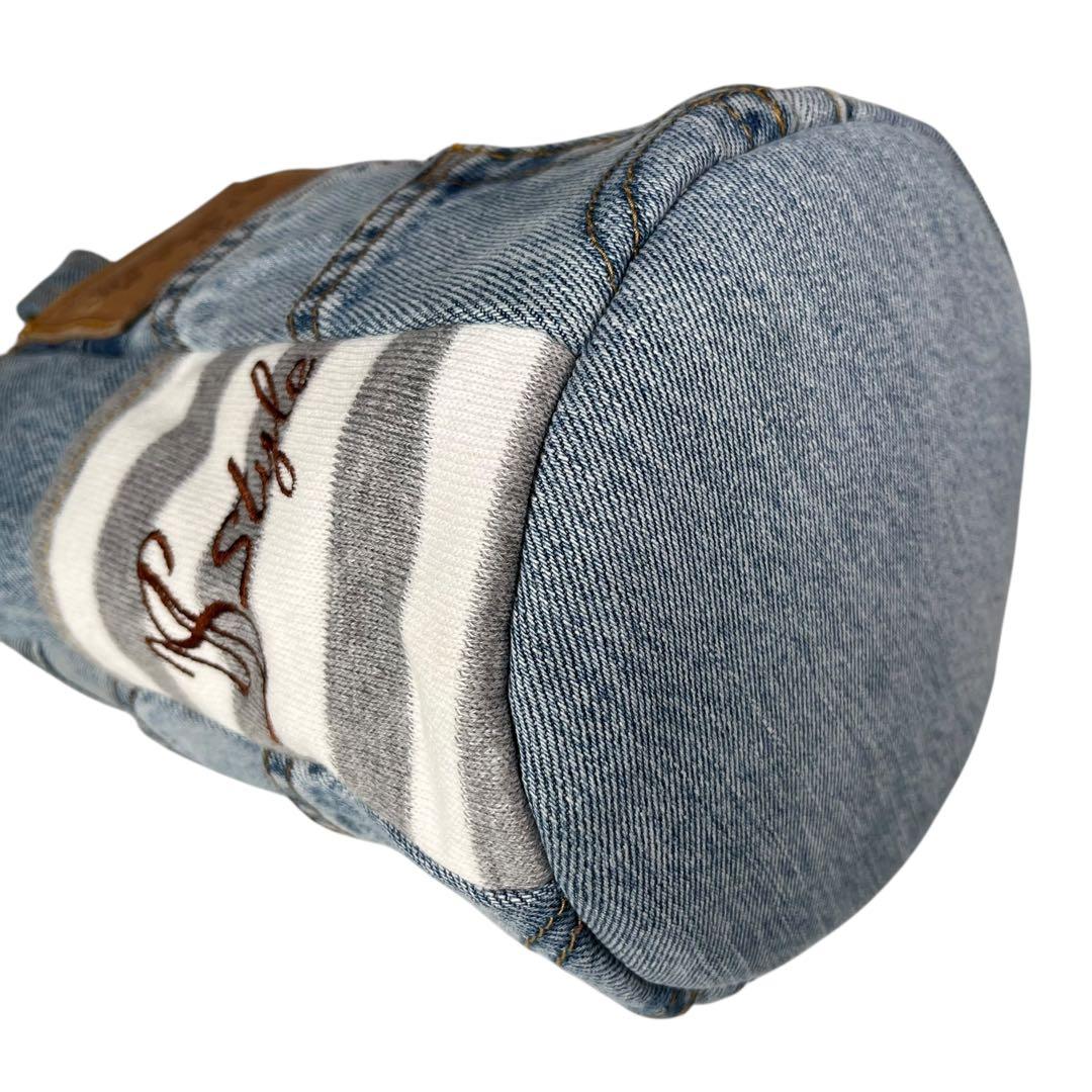 【美品】ルシアンエサヨ キャリーバッグ ハンド デニム バケツ型 リメイク