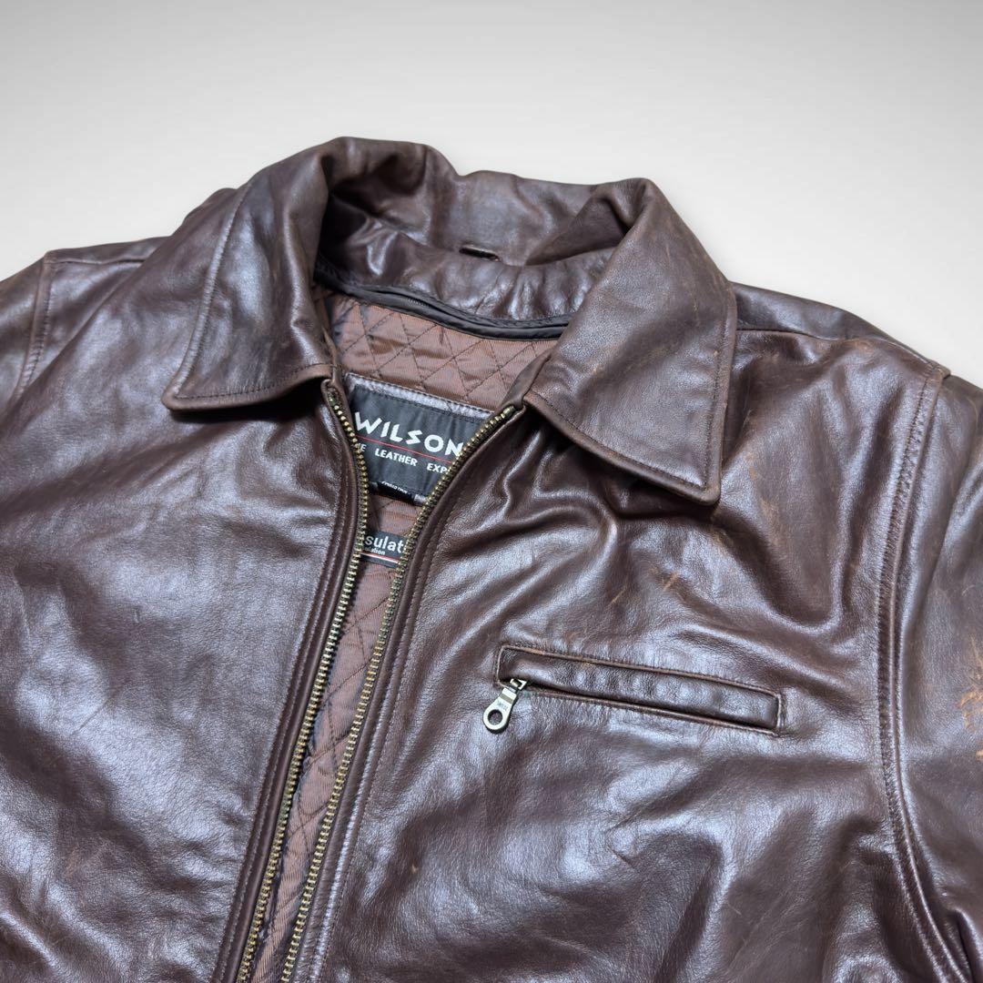 シングルライダースレザージャケット ドリズラージャケットチョコレートブラウン短丈