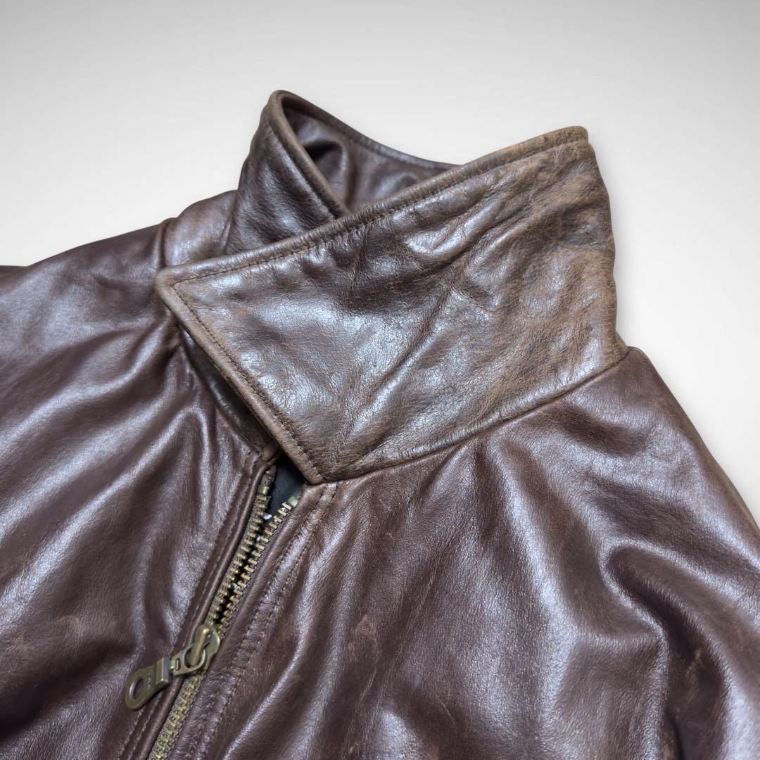 シングルライダースレザージャケット ドリズラージャケットチョコレートブラウン短丈