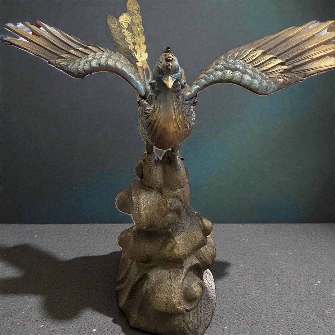 【幸運を招く鳳凰】希少　鳳凰　金属製 風水　縁起物　アンティーク　成長　幸福