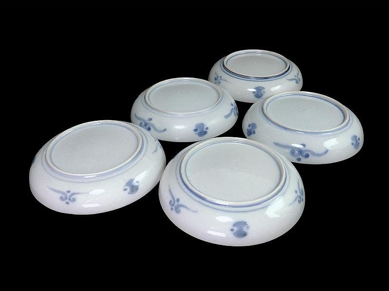 古伊万里　色絵　団龍紋に牡丹の図　5寸皿　5枚　D466AS-fbtk