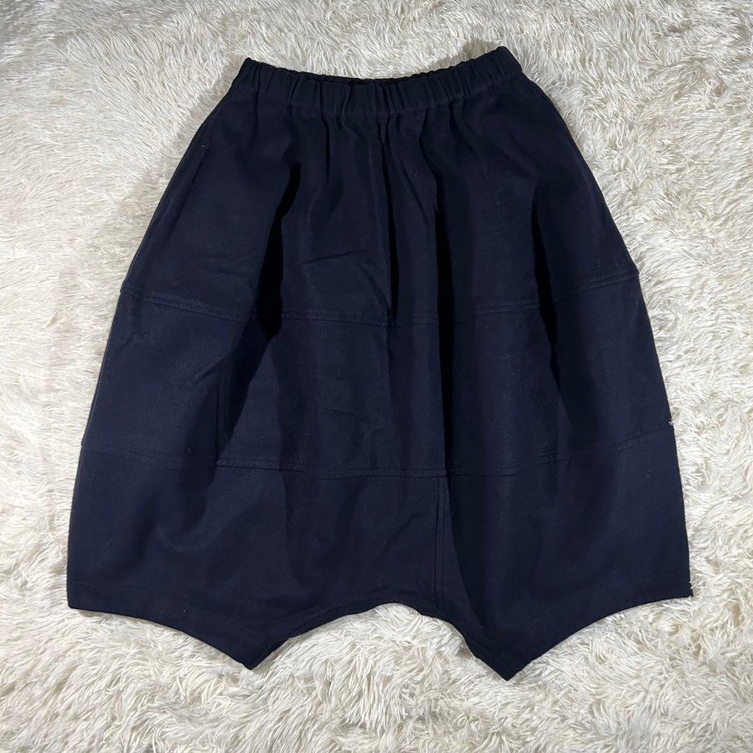 AD2018 ウールサルエルパンツ バルーン クロップド 紺 かぼちゃ