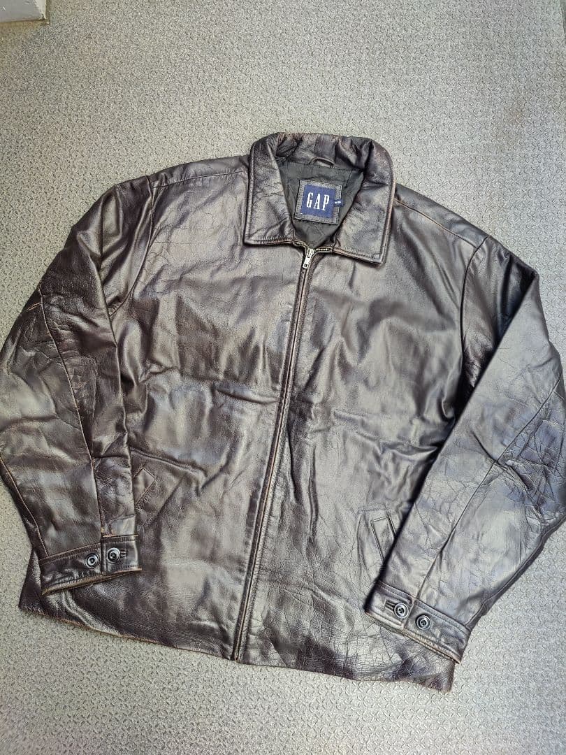 90s-00s old GAP レザー ジャケット ライダース　カーコート