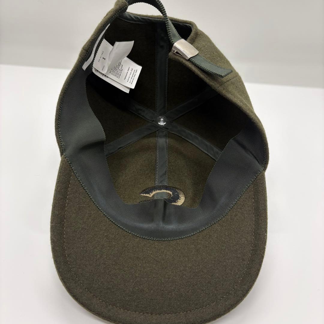 近年モデル サカイ ウール ベースボールキャップ カーキ 刺繍 Sロゴ サイズ1