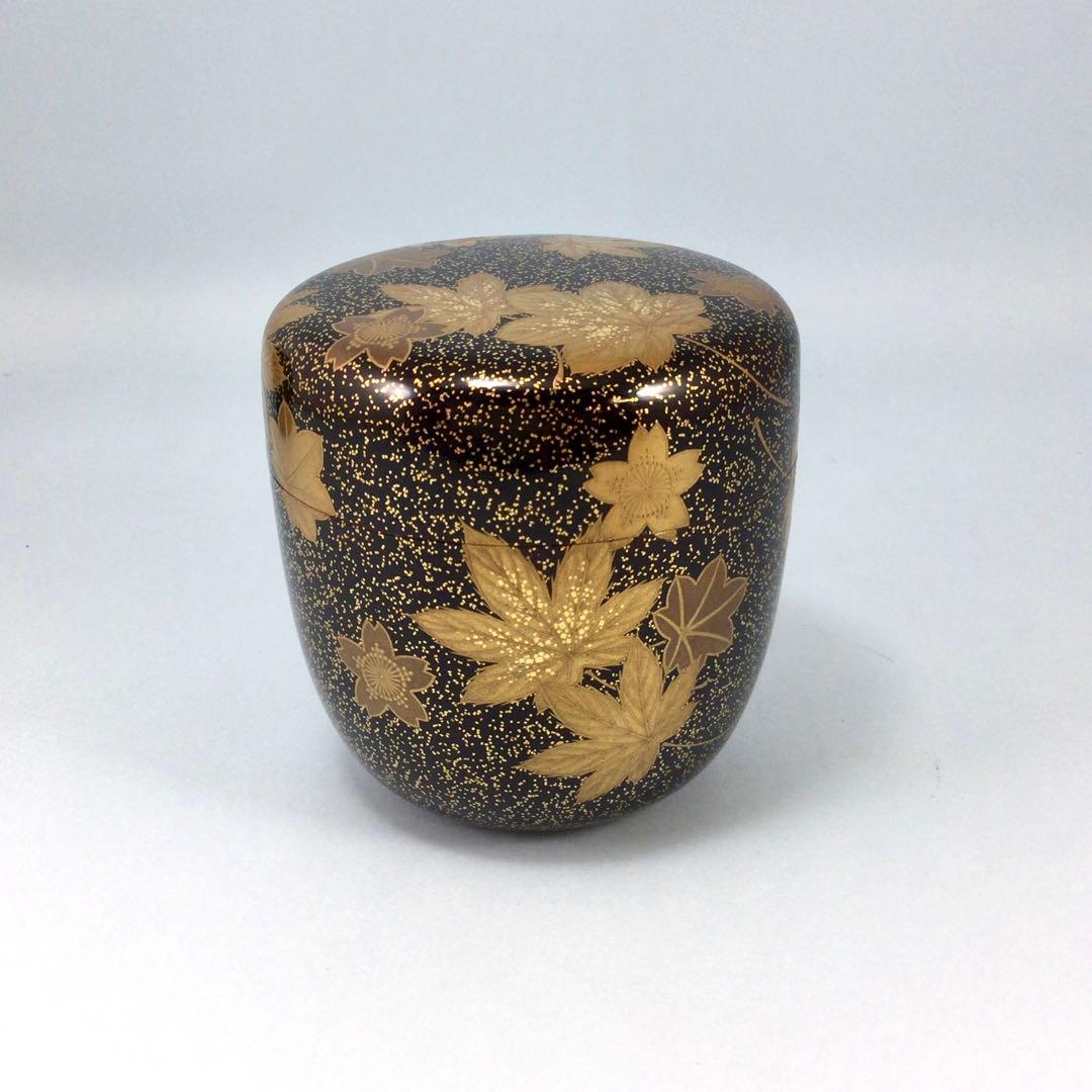 二代西村松逸　雲錦蒔絵棗　金沢の蒔絵師の薄茶器　茶道具