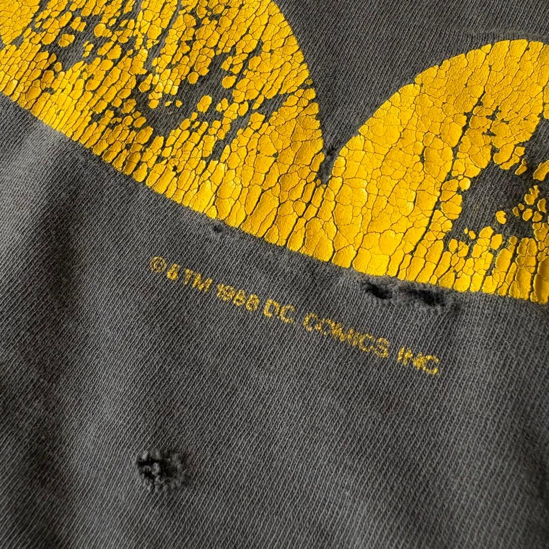 80s バットマン ノースリーブTシャツ 鬼フェード ダメージ ボロ y2k
