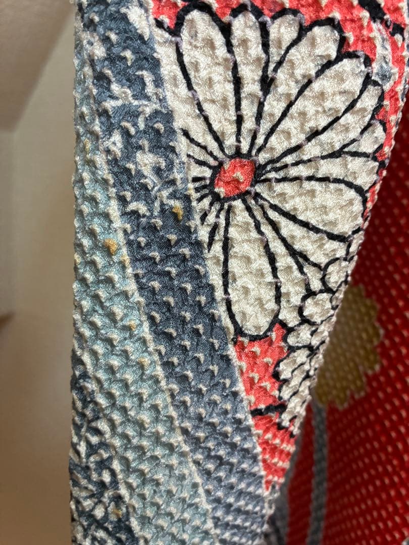 【逸品】藤娘きぬたや　総絞り　振袖　橙色　裄64 長襦袢　刺繍半襟(さんび)付き