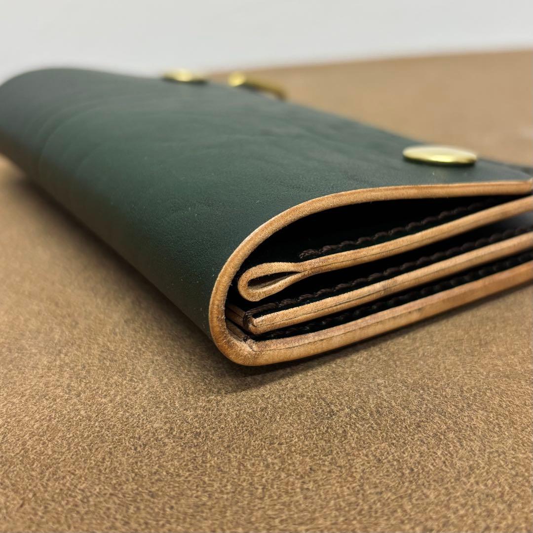 ホースハイド　トラッカーウォレット　ミドル　緑　3層　alps