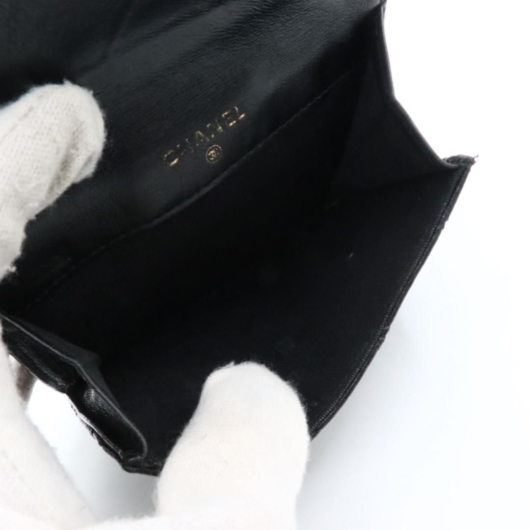 美品　シャネル　ビコローレ　ラムスキン　Wホック財布　ブラック