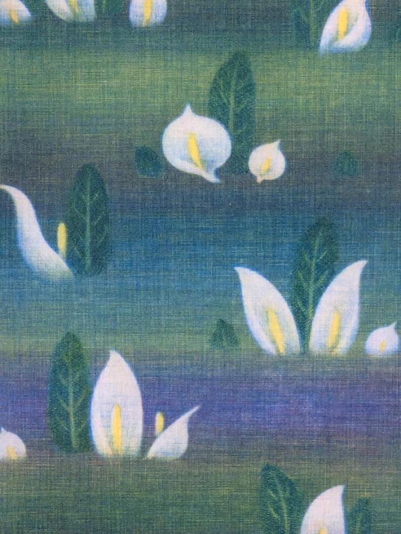 【真作】版画　銅版画　幻想の白い花　静謐な癒しの一枚　やさしい色彩　W67