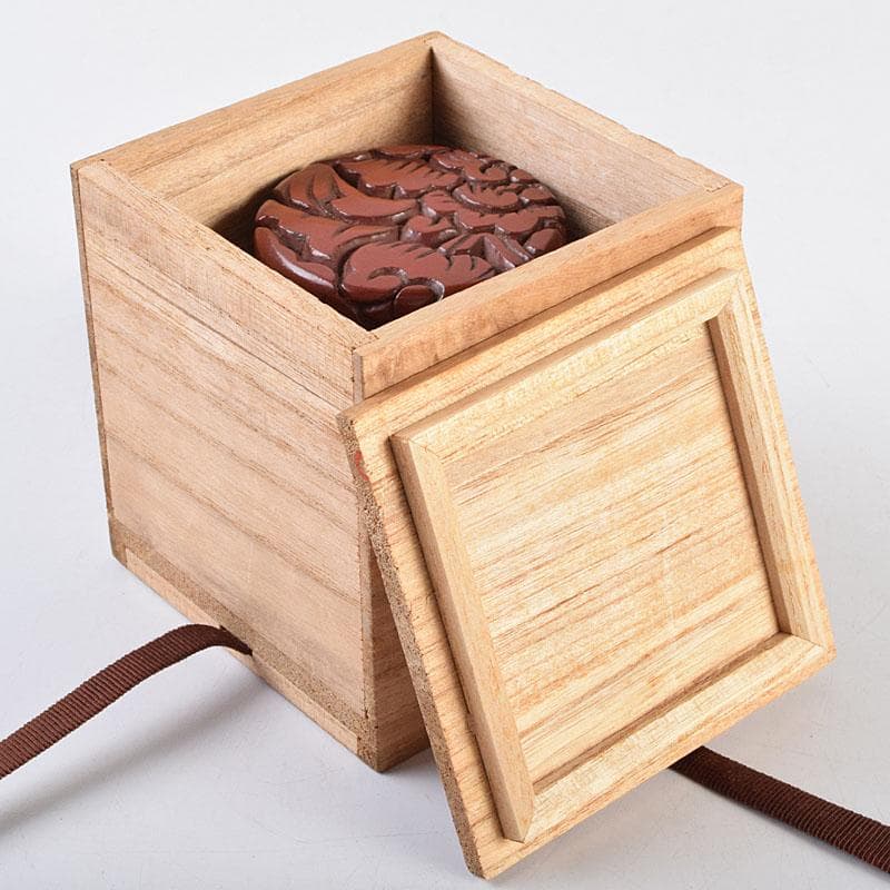 茶道具　秀円作　鎌倉彫　牡丹文　乾口中次　棗　時代箱　V　R9438