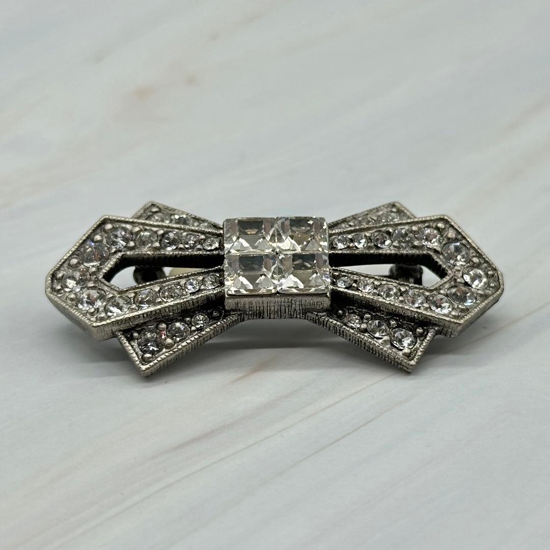 FOXEY ブローチ リボン ラインストーン クラッシック