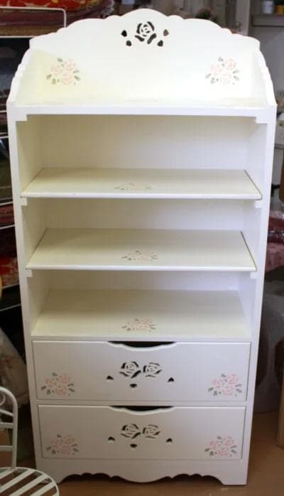 プリンセスシリーズドロワーズシェルフW60xH120cmホワイト 引き出し付き