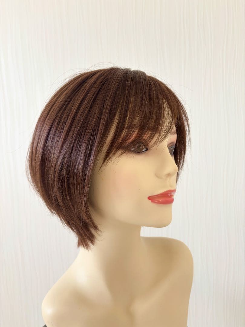 【のぶちゃんＳサイズ】人毛MIXフルウィッグ　ブラウン ショートボブ