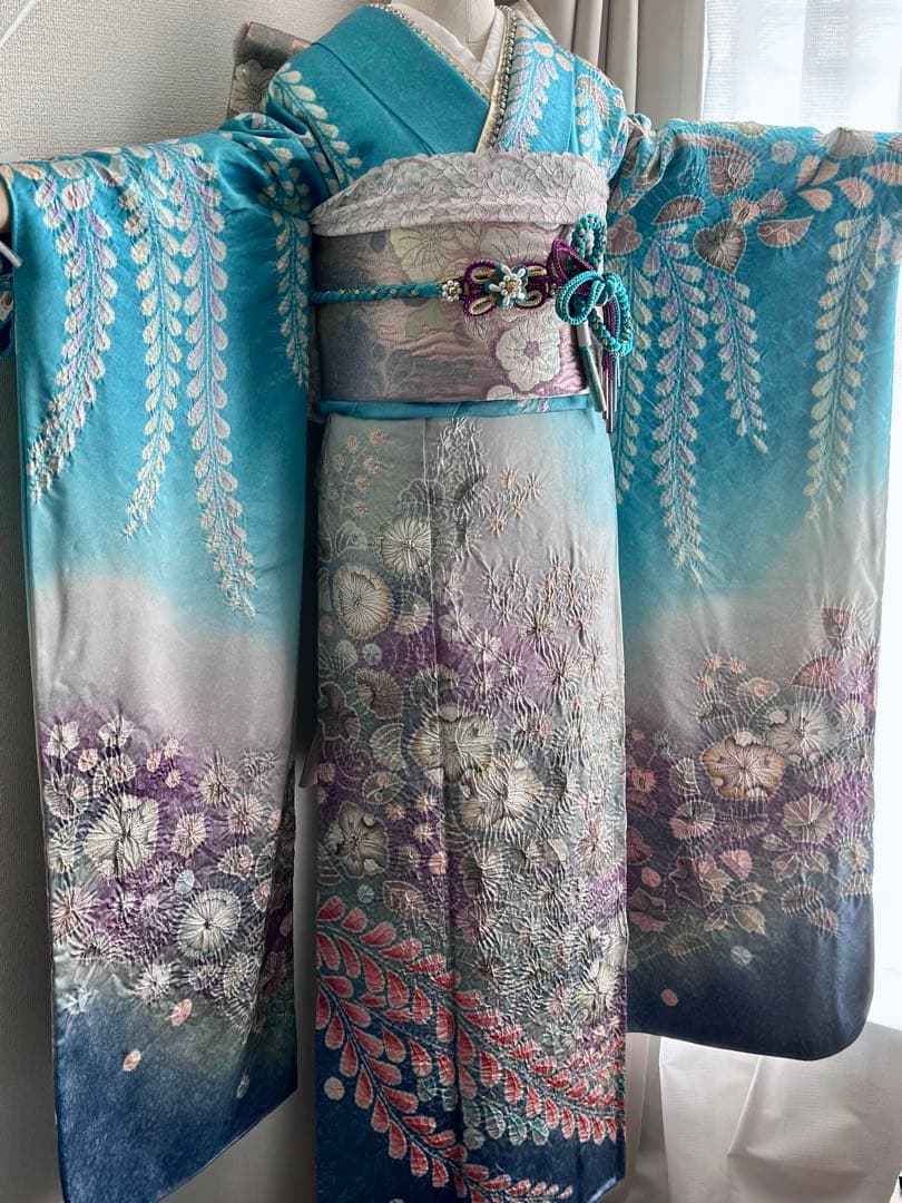 振袖 青色 フルセット