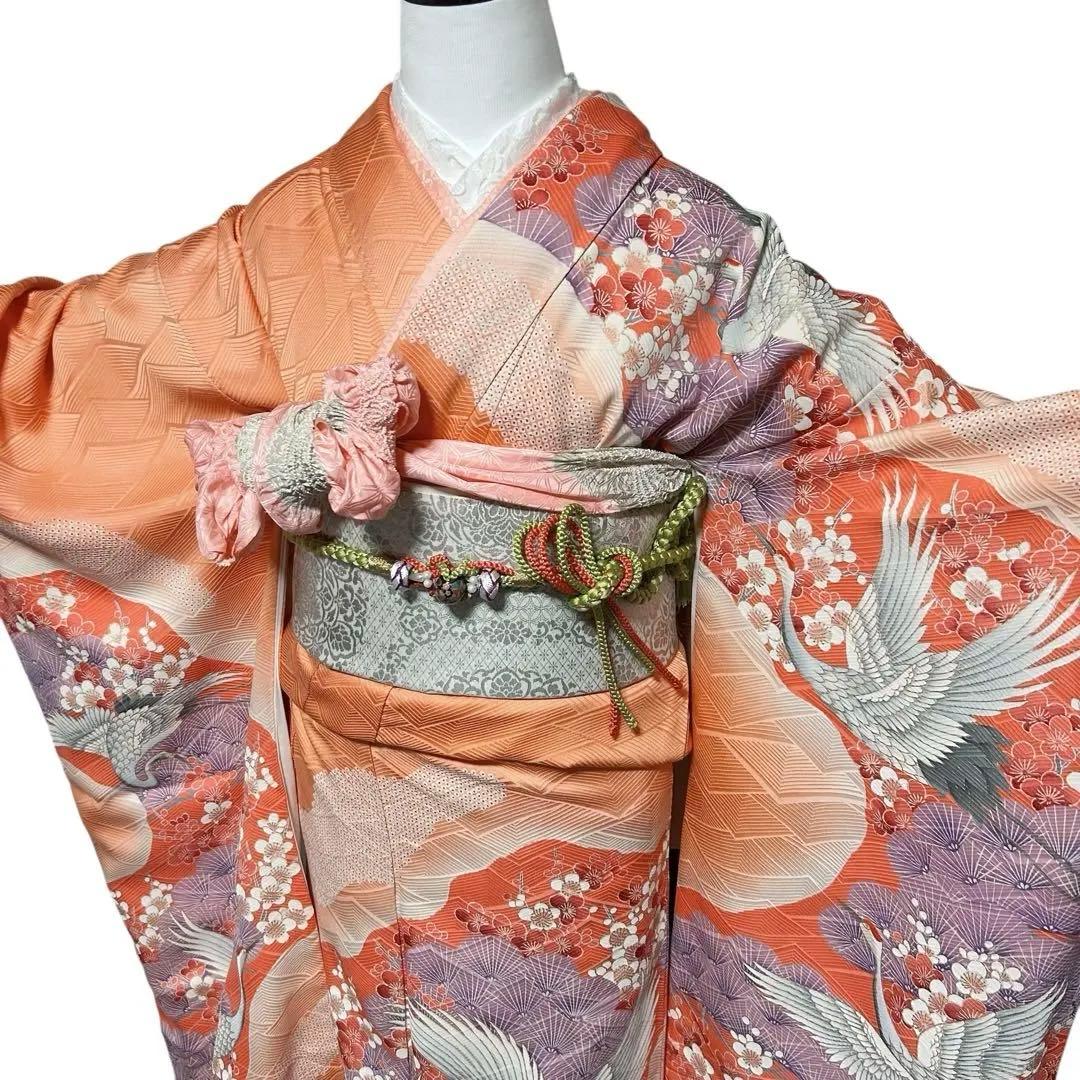 未使用近い　美品　袷　正絹　友禅　振袖　フルセット　6点