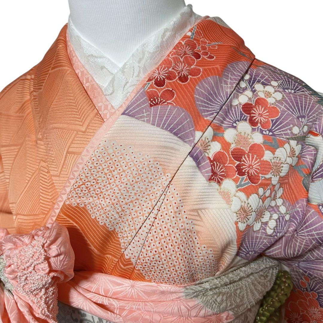 未使用近い　美品　袷　正絹　友禅　振袖　フルセット　6点