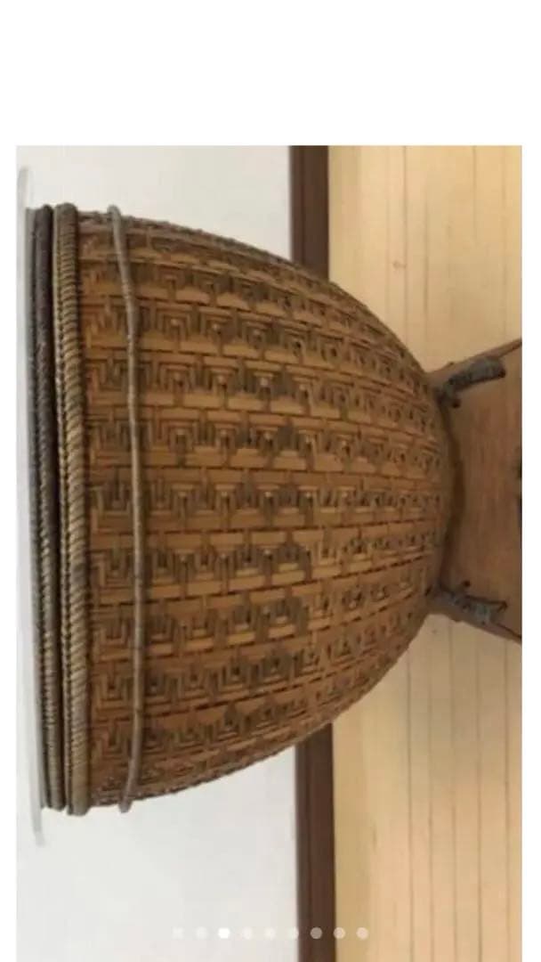 希少♦️収納ラタン ヴィンテージ テーブル♦️コレクション 飾りスペース付♦️送料込