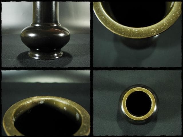 メル84937！唐銅 皆具 一揃 八尾 祥栄 鬼面耳付水指 建水杓立f68