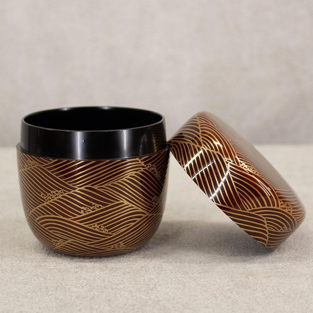 坂下雄峰 波蒔絵 大棗 茶器 茶道具 共布 共箱