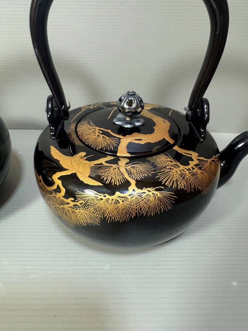 2230 輪島塗　松鶴　金蒔絵　銚子　2客