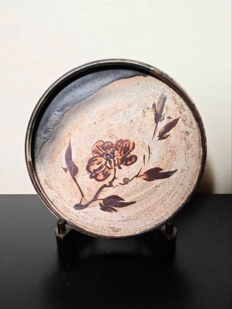 古織部釉行灯皿　古織部　古瀬戸　古民藝　骨董アンティーク　絵皿　江戸時代