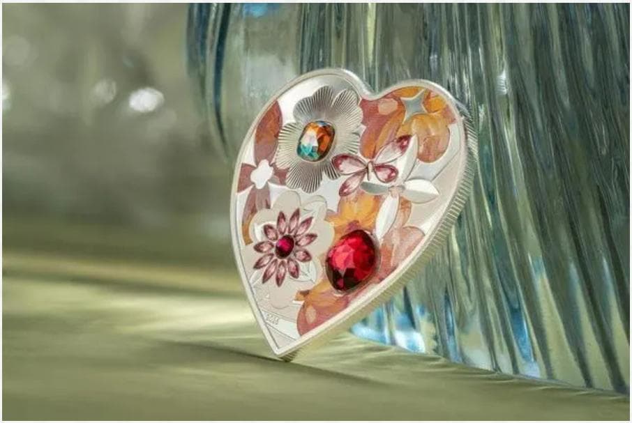 2026クック諸島 花：ブリリアントラブシリーズ ハート形プルーフ銀貨