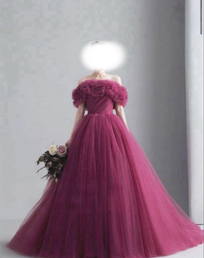 美品yns wedding ピンク カラードレス パニエ付 ハツコエンドウ　好み