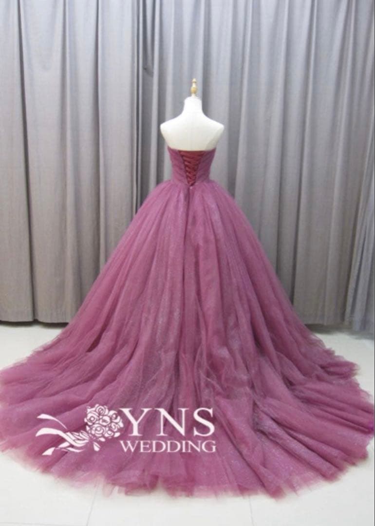 美品yns wedding ピンク カラードレス パニエ付 ハツコエンドウ　好み