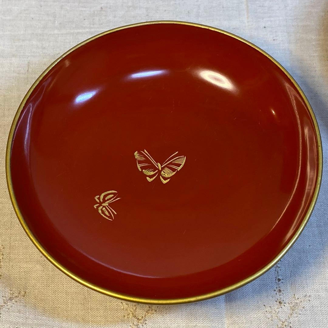 輪島塗　汁椀　金蒔絵　蒔絵　木製　牡丹蝶文　5客