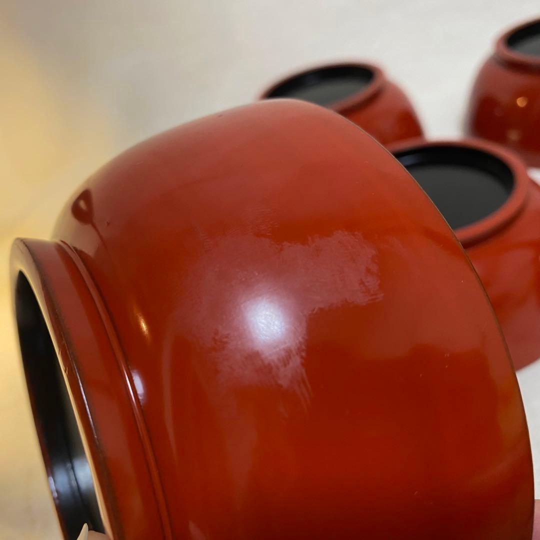 輪島塗　汁椀　金蒔絵　蒔絵　木製　牡丹蝶文　5客