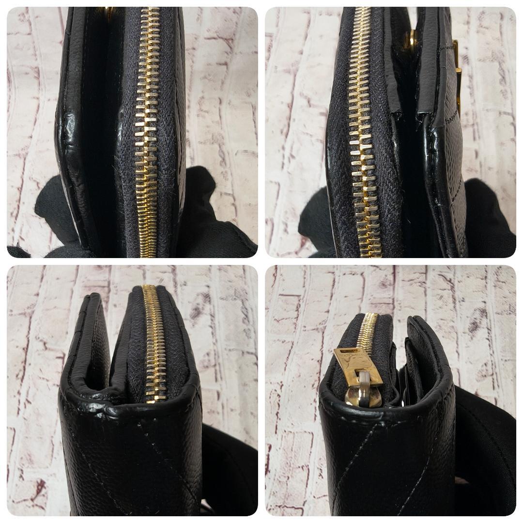 【現行／美品】サンローラン 折り財布 カサンドラ キルティングレザーYSL／黒A