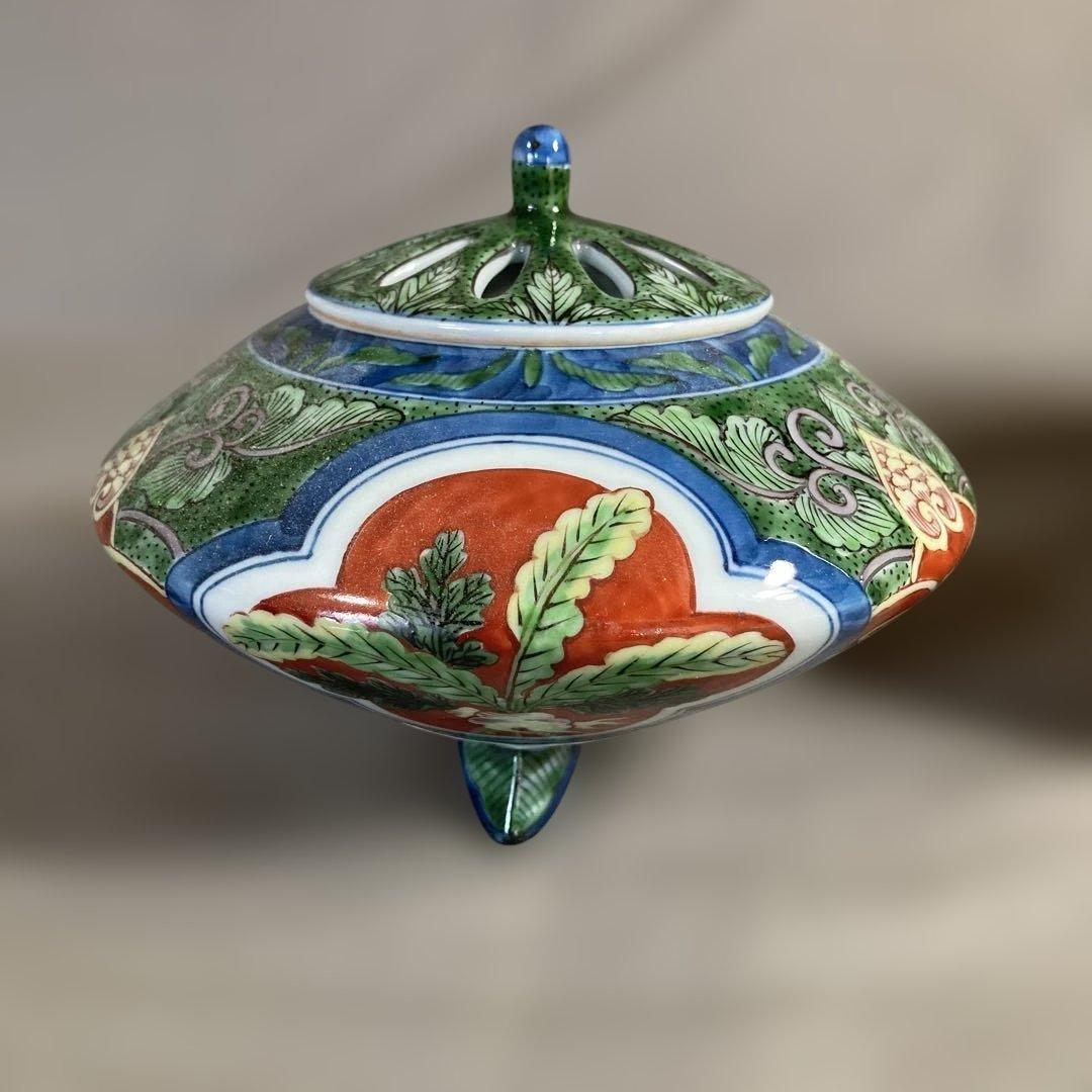 【源右衛門】古伊万里の伝統　日本の名窯　舘林源右衛門作　染錦根菜図　香炉