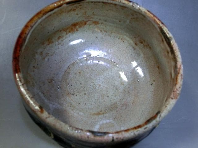 茶碗■飴釉「春永」織部焼き 古い抹茶碗 お茶道具 古美術 時代物 骨董品■