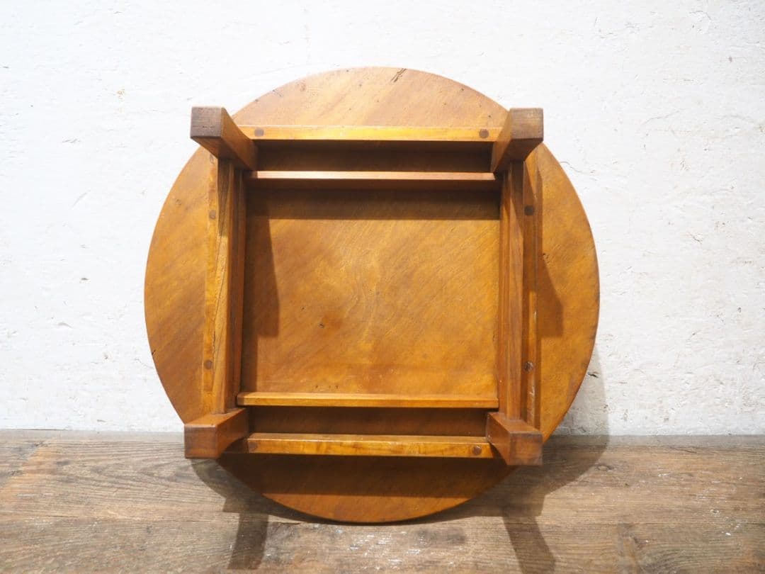 1321 折りたたみ式　レトロな丸ちゃぶ台　座卓　ローテーブル　アンティーク