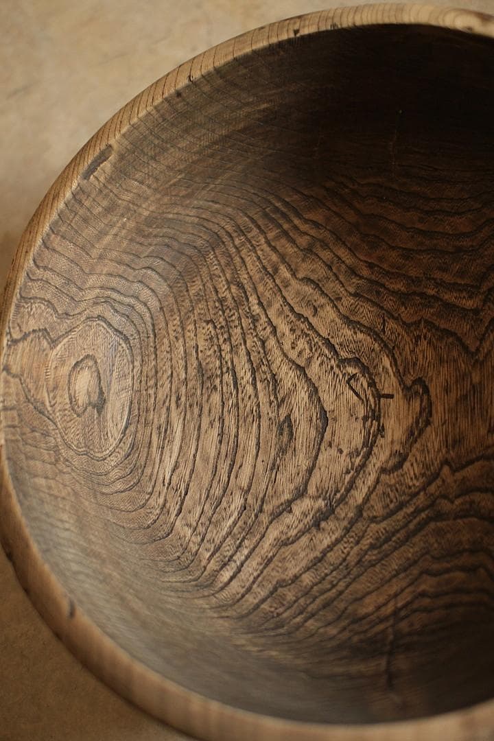 古く味のあるこね鉢　古材　くりぬき　花器　古道具　アンティーク