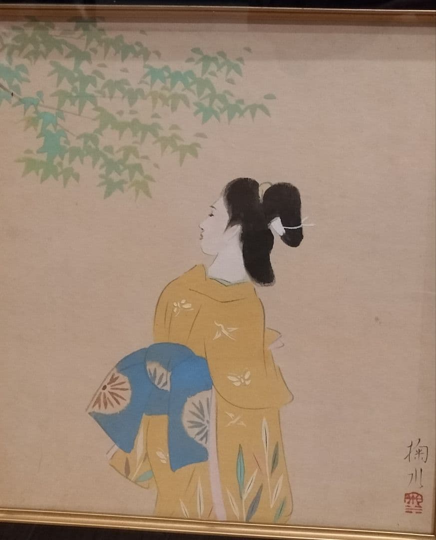 門井掬水　烏合会　清方　肉筆美人画　真作　和モダン