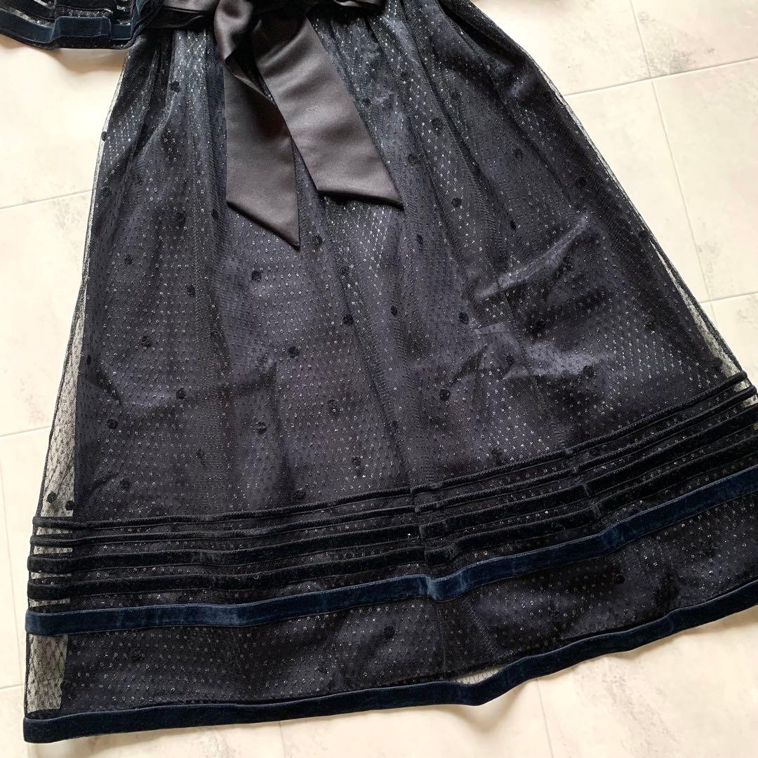 美品♡レリアン ドットレース ドレス ワンピース ウエストリボン ロング 9