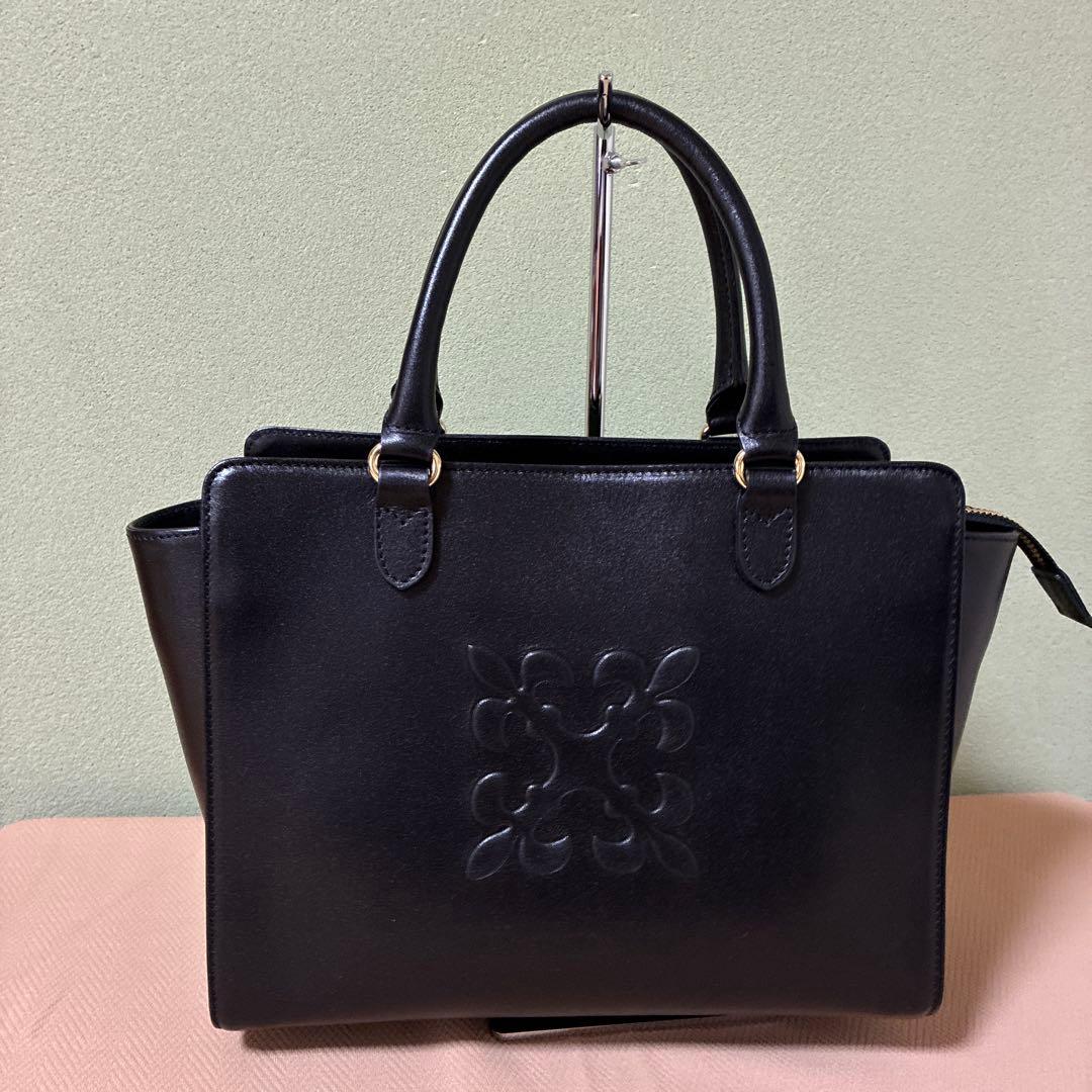 ラシット　2wayハンドバッグ　黒　ブラック　レザー