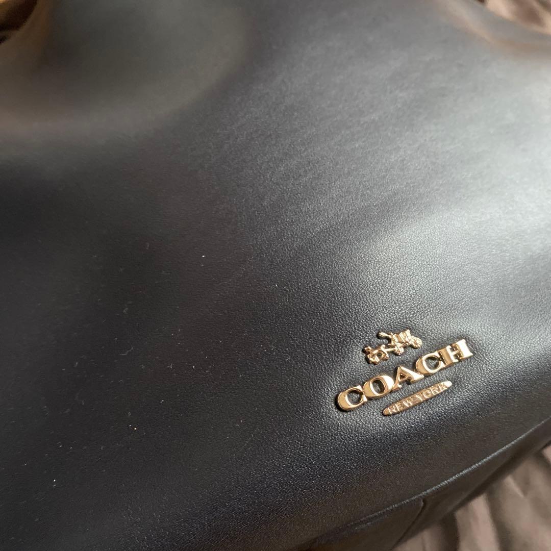 COACH コーチ ネイビー レザーショルダーバッグ