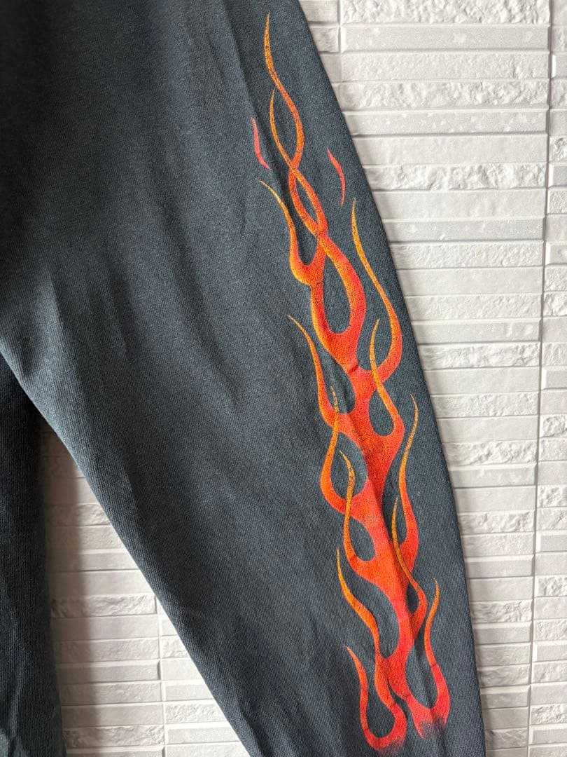 90s USA製ヴィンテージ　Harley-Davidson 袖フレイムTシャツ