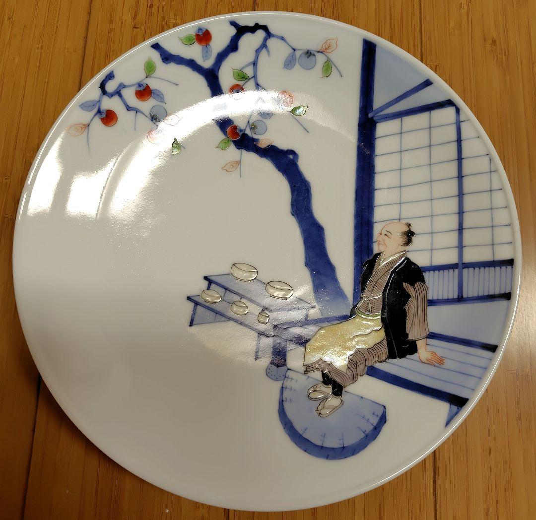 十二代　酒井田柿右衛門 希少作 染錦 初代図額皿共箱 25cm